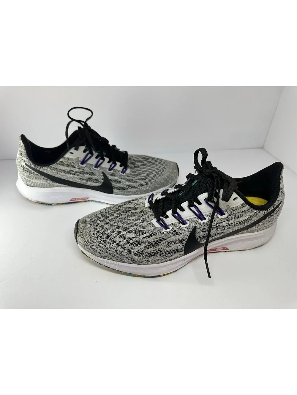 Nike Air Zoom Pegasus 36 AQ2203-104 White Black Purple Mesh Men's Sneaker